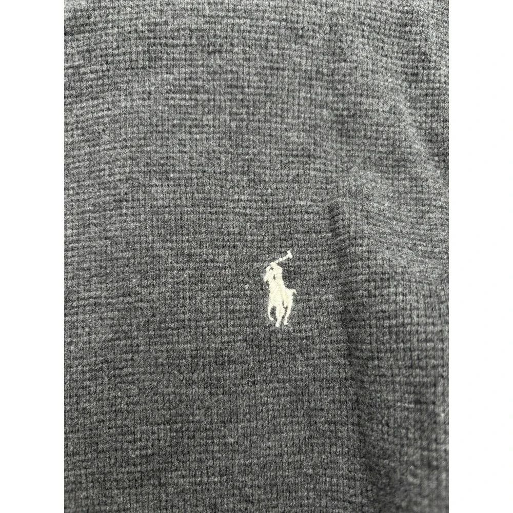 Polo Ralph Lauren Thermal Waffle Knit Shirt Mens M Gray Long Sleeve Cotton